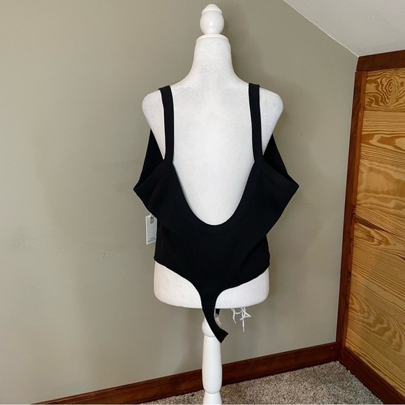 Good American Ribbed Scoop Back Sleeveless Thong Bodysuit in Black 4X NWT - Picture 4 of 11
